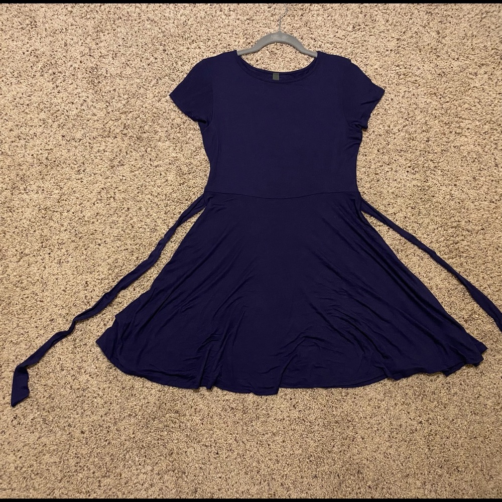 NWOT Alya Navy A-Line Skater Tie Dress